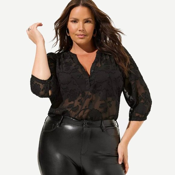 Torrid Black Lace Blouse - Picture 1 of 8